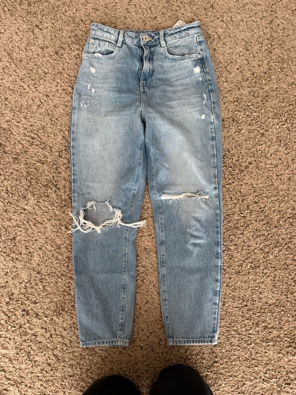 Zara Light Blue Ripped High waisted Jeans